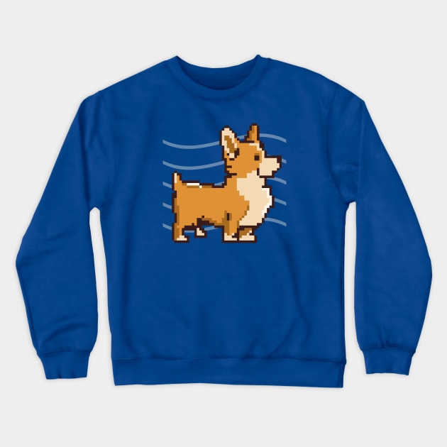 Pixelated Corgi Doge Funny Dog Art Crewneck Sweatshirt by TTWW Studios